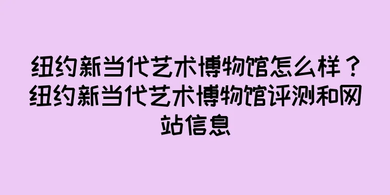 纽约新当代艺术博物馆怎么样？纽约新当代艺术博物馆评测和网站信息